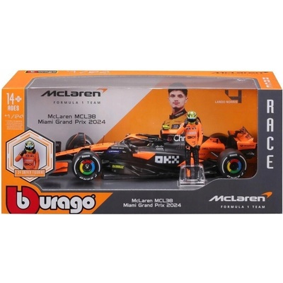 Bburago ModelMCLAREN MCL38 F1 Formule 1 + Jezdec Lando Norris #4 1:24
