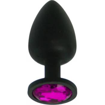 Image 1 of X Fun Силиконов Butt Plug с бижутерия "X FUN BLACKED DARK PURPLE" 8 см. Размер - M