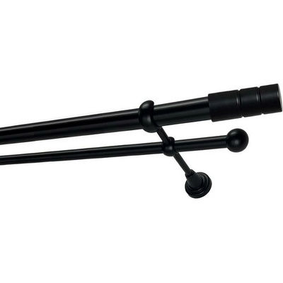 OK-GarnýžeCZ Garnýž kovová dvouřadá 25/16mm Cylinder černá 160 cm do stěny / na tunýlek - bez kroužků