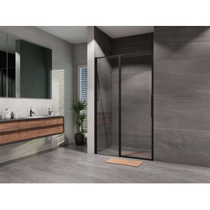 Lansanit LUX Slim Tadao - Душова врата с панти, Black Line 100 см, матово черно/прозрачно стъкло LAN03028 (LAN03028)