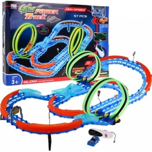 Inlea4Fun Svítící autodráha 57 prvků GLOW POWER TRACK