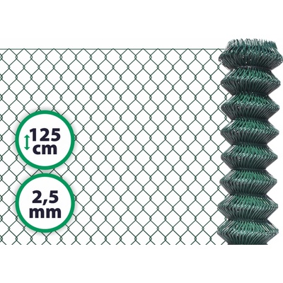 Poplastované pletivo STANDART bez ND výška 125 cm, zelené, drát 2,5 mm, oko 55x55 mm, PVC