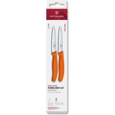 VICTORINOX Swiss Classic paring knife set 2 ks 10cm straight/wavy orange box