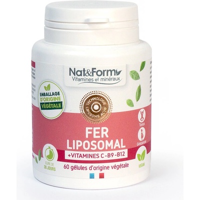 Nat&Form Желязо (липозомна формула) с витамин С, В12 и фолиева киселина 60 капсули | Nat&Form (025058 (FERLIPO_6))