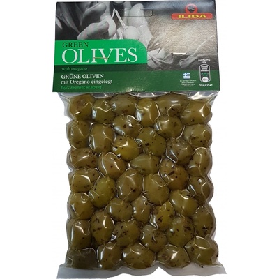 Ilida Olivy zelené s oregánem, s peckou 250 g – Zbozi.Blesk.cz