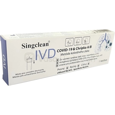 Singclean Antigénny test COVID-19 & Chrípka A/B výter z nosu 1 ks