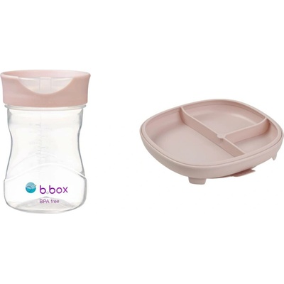 B.BOX Dělený talířek s přísavkou + Hrneček pro batolata - set růžový