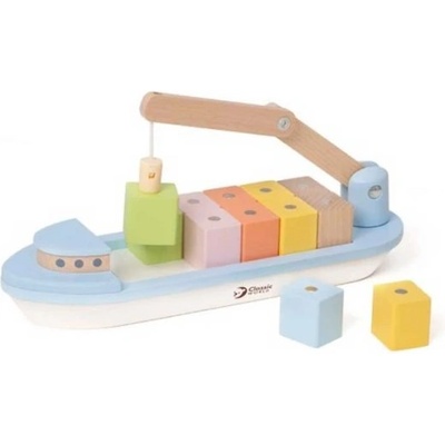 Classic World Забавна детска игра за сръчност с дървени блокчета - Корабче