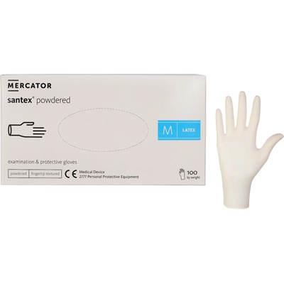 Invento MERCATOR Santex ръкавици с прах, латекс, кремави, размер M, 100 бр. /опаковка (920-RD11257003)