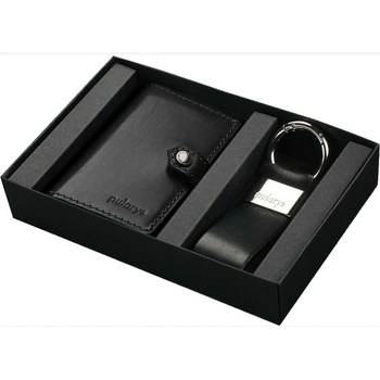 Pularys Подаръчен комплект от мъжки кожен портфейл и ключодържател Pularys Hiker Black 211314101 Pularys | Cheren | МЪЖЕ | ЕДИН РАЗМЕР