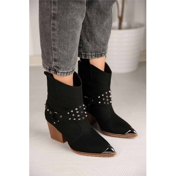 Moda Trend Дамски боти от велур - Черни 298981 (298981_Черно)