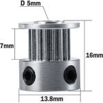 Two Trees Ролка с 16 зъба D5mm за ремък GT2 6mm