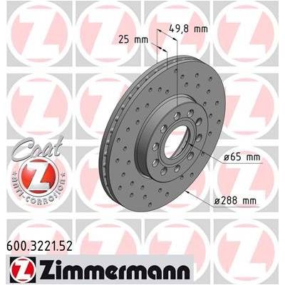ZIMMERMANN Brzdový kotúč 600322152