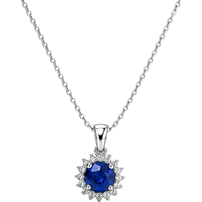 Zlaton Řetízek bílé zlato anker s diamanty a modrým safírem N22062603458
