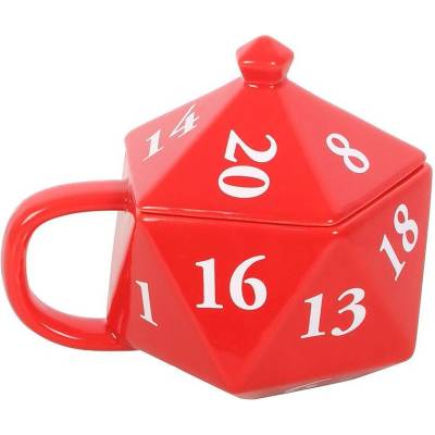Jones Home & Gift Чаша с капак D20 Gaming Dice Shaped Mug, 500 ml