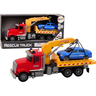Lean Toys Odtahový vůz s jeřábem na automatických světlech Zvuky Pohon červená