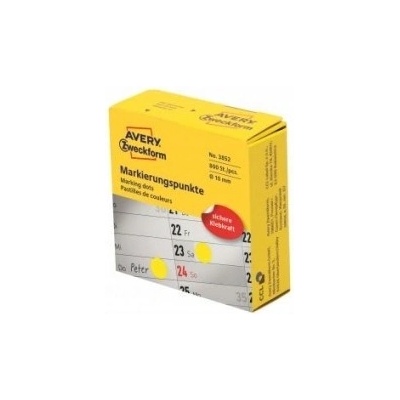 Etikety kruhové 10mm Avery žlté v dispenzore AV003852