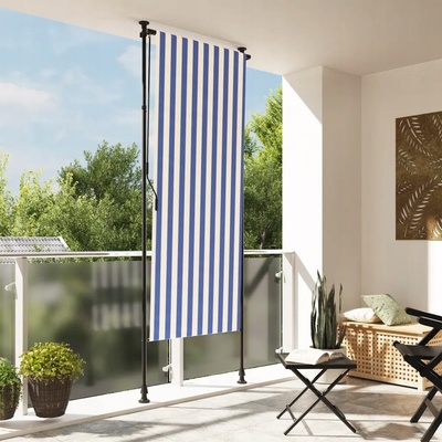 VidaXL Vonkajšia roleta, modro-biela, 120 x 270 cm, tkanina a oceľ