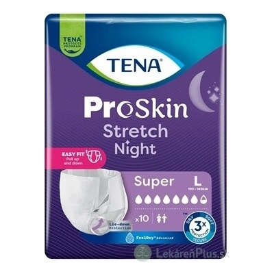 TENA ProSkin Stretch Night Super L zalepovacie naťahovacie nohavičky 1x10 ks