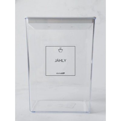 DomaLEP JÁHLY průhledná samolepka na dózu základní písmo 5 x 5 cm
