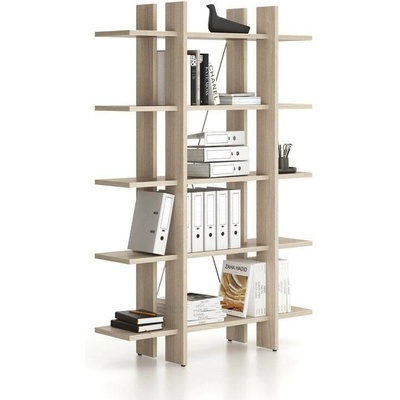 B2B Partner Kancelářský regál vysoký krátký SOLID, 1250 x 400 x 1825 mm, dub přírodní