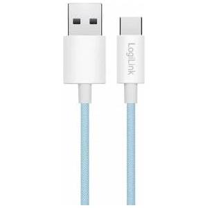 LogiLink USB 2.0 Type-C Cable C/M > A/M, Nylon, 60W blue 0.5m