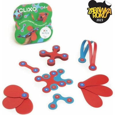 Clixo Flexibilní magnetická stavebnice 30 ks Červená/modrá