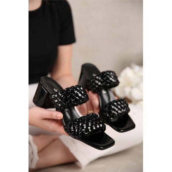 Moda Trend Дамски чехли с ток - Черни 304383 (304383_Черно)