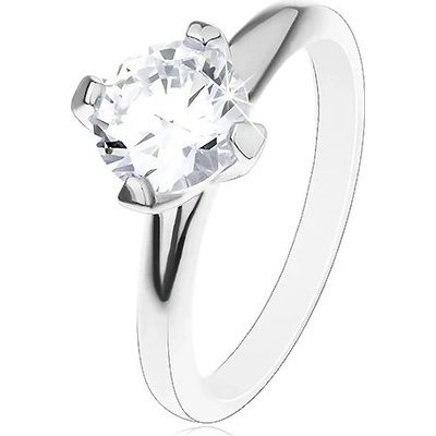 Šperky eshop zásnubní prsten ze stříbra 925 vyvýšený kulatý zirkon čiré M02.33