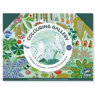 DJECO Творчески комплект - 3 бр. картини за оцветяване в папка - Джунгла - Djeco (DJ08690)