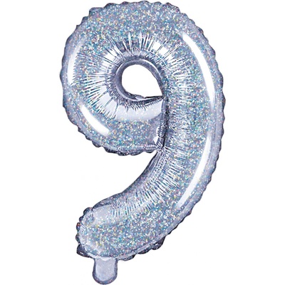 Balónek fóliový číslo "9" holografický 35 cm