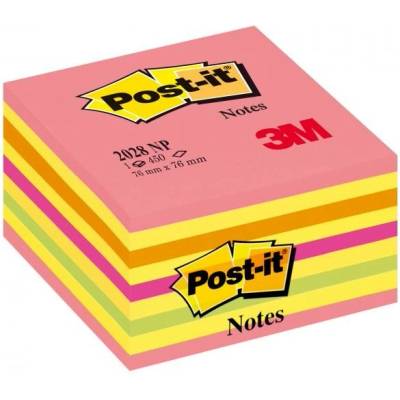 POST-IT Bloček kocka Post-it 76x76 neónová ružová mix (MM202810)