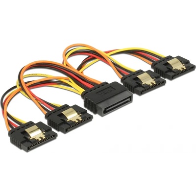 Delock 15-пинов SATA кабел вход 15-пинов SATA конектор за захранване изход 4 x прав 15 cm (60156)