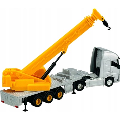 Welly VOLVO FH STRIEBORNÝ S ŽERIAVOM TIR NÁKLADNÉ AUTO NOVÝ MODEL KOV 1:64