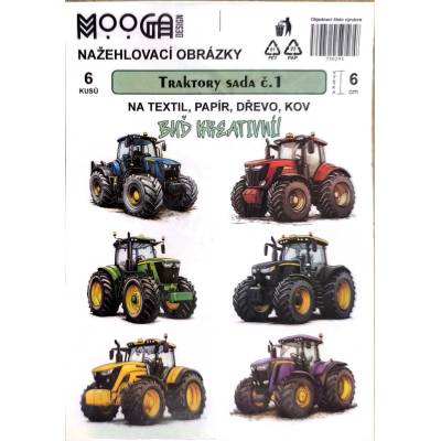 Maxtron Nažehlovací obtisk-Traktory 1 6 cm - sada 6 kusů