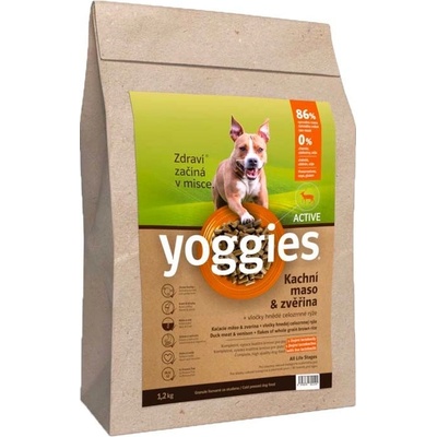 Yoggies Active kačica a zverina lisované za studena s probiotikami 90 g