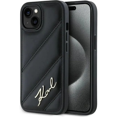 KARL LAGERFELD Калъф Karl Lagerfeld Diagonal Quilted Script за iPhone 15 / 14 / 13 - черен (3666339252229)