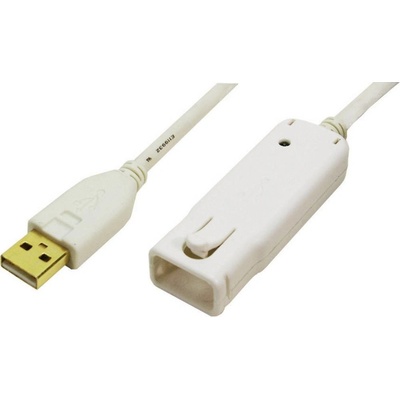 LogiLink UA0092 USB, USB 2.0 USB-A zástrčka, USB-A zásuvka, 12m, bílý