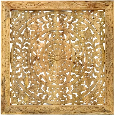 Lakšmi Obraz na zeď Retro 90 × 90 × 3 cm ručně vyřezávaný z masivu mango