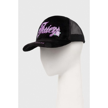 Juicy Couture Шапка с козирка Juicy Couture ROSE & THORN TRUCKER CAP в черно с апликация JCAWH224701 (JCAWH224701.101)