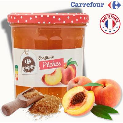 Carrefour Džem broskvový se třtinovým cukrem 370 g