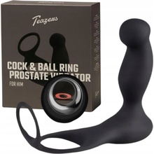 Teazers Cock & Ball Ring Prostate Vibrator with Remote Control Black