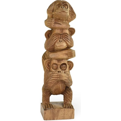 Dřevěná soška Tři moudré opice 30 cm - jednobarevná