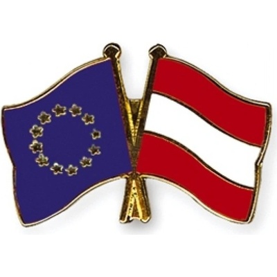 Odznak (pins) vlajka Európska únia (EÚ) + Rakúsko - farebný