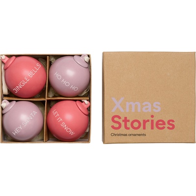 Design Letters Коледни топки Xmas Stories 4 см лавандула и роза 4 бр (10105001LAVENFAROS)