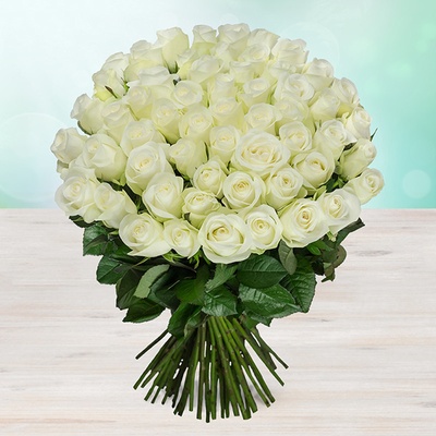 Rozvoz květin: Luxusní bílé růže - 70cm - cena za 1ks - Mladá Boleslav - Fleurametz - NL
