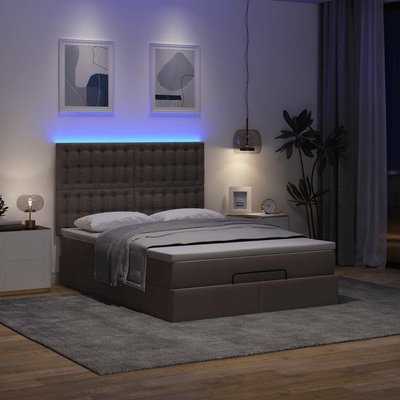 vidaXL Osmanská s matrací a LED diodami tmavě hnědá látka