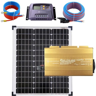 Solartronic Комплект соларна система 50W, 12V, Инвертор 300W, Контролер за соларна система 10A (50M15A300-LRgelb)