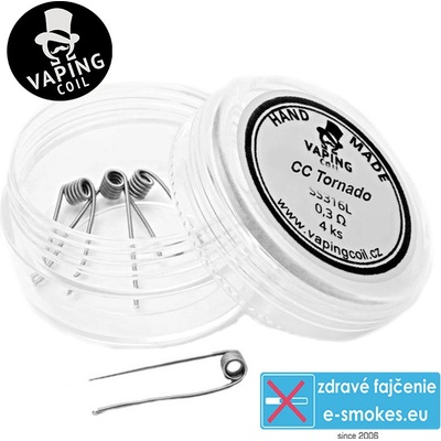 VapingCoil predmotané špirálky CC Tornado SS316 0,3ohm 4ks