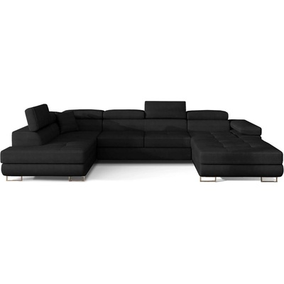 Eltap Черен кадифен разтегателен ъглов диван с място за съхранение (ляв ъгъл U форма) Rodrigo - ELTAP (Rod_309)